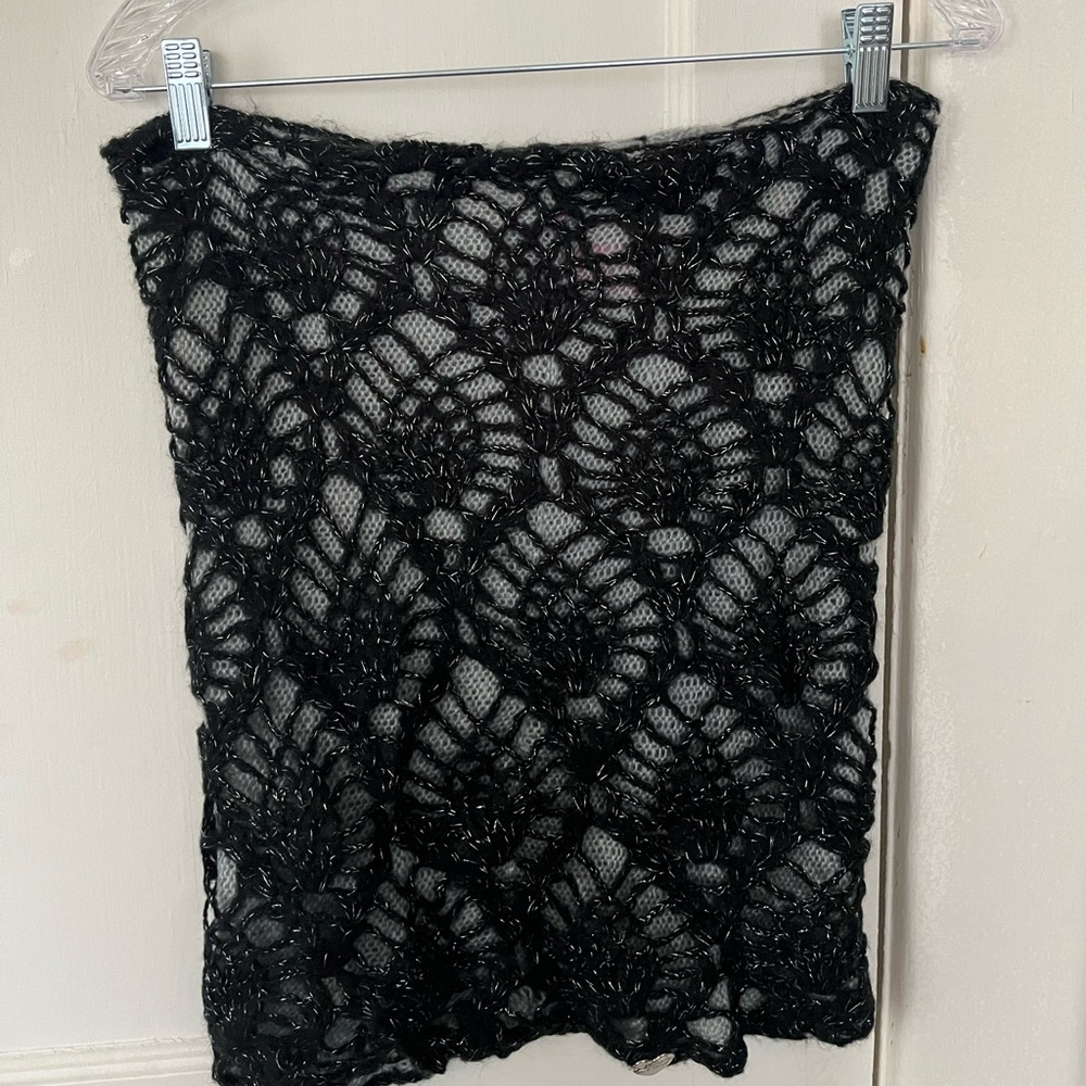 Betsey Johnson Knit Crochet Strapless Top